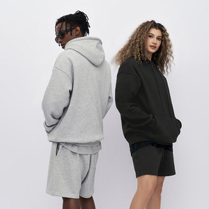 Wholesale Custom Logo Winter Print Unisex Cotton Fleece <b>Hoodie</b> <b>and</b> <b>Shorts</b> <b>Set</b> for <b>Men</b> - Product Image 2