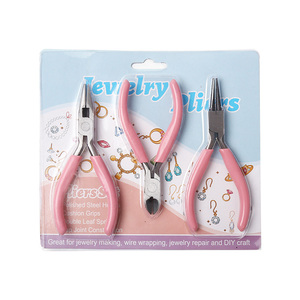 Set of 3pcs New Steel & Rubber Round & Needle Nose Pliers with <b>Wire</b> Cutter Essential Tools for Jewelry Making & Equipment - Product Image 2