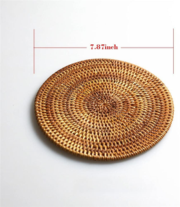 Ensemble de dessous de plat et de protection pour casseroles, rond, en résine, motif nid d'abeille, tressé en rotin - Product Image 4