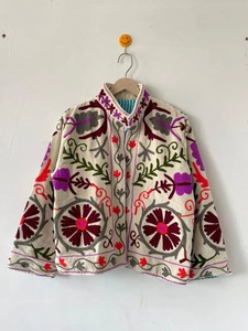 Bata de mujer con cuello en V, 100% algodón, reversible, con bordado floral azul, tipo kimono largo, con cinturón, para estar en casa, hecha a mano - Product Image 4