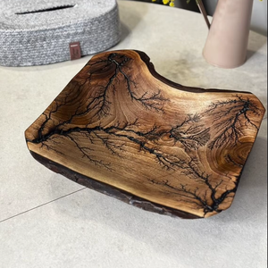 Tazón para Aperitivos de Madera de Olivo Rústico con Borde Natural, Hecho a Mano, Duradero, para Patatas Fritas, Frutas, Dulces y Más - Product Image 1