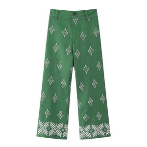 Straight 100% Cotton Canvas Breathable Eco-Friendly Elastic Waist Casual Autumn Women's <b>Trousers</b> - Product Image 2