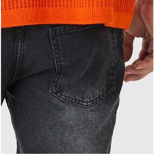 <b>Men's</b> Black Ripped Denim Bermuda <b>Shorts</b> Mid Waist Casual Style With Frayed Hem And Distressed <b>Patches</b> - Product Image 6