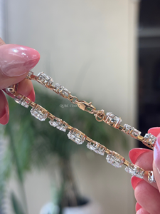 กำไลข้อมือเพชรทรงรีมาร์คีส์ 8.55 กะรัต เพชรเลี้ยงในห้องปฏิบัติการ รับรองโดย IGI ทอง 14k ดีไซน์เนอร์ งานจิวเวลรี่ชั้นดี ของขวัญสุดหรูสำหรับผู้หญิง - Product Image 5