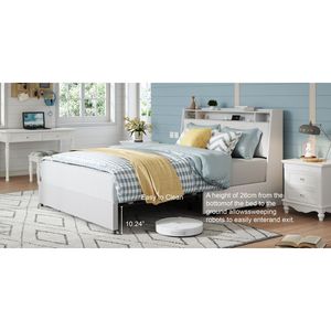 Struttura letto matrimoniale in metallo con testiera ergonomica e prese di ricarica, piattaforma letto con struttura resistente per mobili matrimoniali - Product Image 4