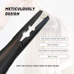 Pince à extensions capillaires professionnelle Obexa en acier inoxydable à 2 trous, outil multifonctionnel pour usage commercial, micro-anneaux, perles, liens - Product Image 3
