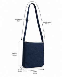 Denim Crossbody Sling <b>Backpack</b> 400 GSM Zipper Travel Bag 30x20x10 cm Custom Logo Bulk OEM ODM Private Label Manufacturer Factory - Product Image 2