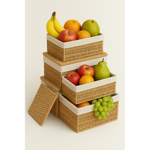 Cesta tejida rectangular compacta para almacenamiento hecha a mano en Vietnam - Product Image 1