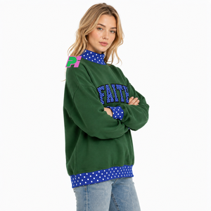 Sweat-shirt à col montant à pois personnalisé, de haute qualité, hiver, surdimensionné, écologique, respirant - Product Image 3