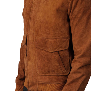 Men's Brown <b>Suede</b> <b>Shirt</b> Jacket Turn Down Collar Front Pocket Casual Trucker Coat - Product Image 6