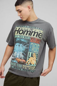 T-shirt Homme Oversize Personnalisé avec Motif Magazine, Effet Délavé, Respirant, Fabriqué au Pakistan, Prix Abordable, OEM, Mode Personnalisée - Product Image 6