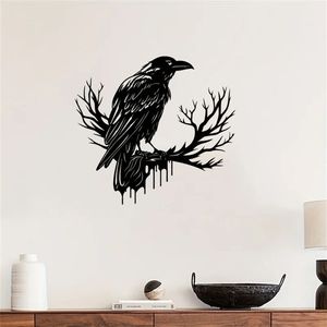 CIFbuy Arte Murale Gotica in Metallo Nero a Forma di Corvo, Silhouette di Uccello Vintage Industriale, Decorazione Verticale per Pareti Domestiche, Servizio di Ritiro Disponibile - Product Image 3