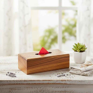 Porta pañuelos de madera maciza hecho a mano con bordes lisos para un uso seguro y elegante por Perfect Enterprises. - Product Image 3