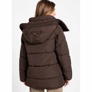 Veste matelassée gris clair pour femme, col montant, manches longues, fermeture éclair, vêtement d'extérieur d'hiver, couleur unie, longueur normale - Product Image 6