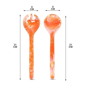 Elegant Artizon Studio Epoxy Resin <b>Salad</b> <b>Tools</b> Serving Spoon Fork Set Dishwasher Oven Microwave Safe Custom Color Polished - Product Image 3