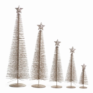 Décoration de table de Noël élégante, arbre de Noël doré scintillant, ornements de Noël étincelants, arbre en forme de brosse à bouteille. - Product Image 3
