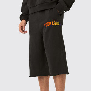 Novedad, Pantalones Cortos Largos hasta la Rodilla para Hombre, Estilo Urbano, 100% Algodón, Felpa, 300 GSM, Cintura Elástica, Transpirables - Product Image 1