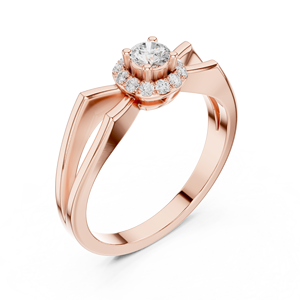 Rose Gold Lab Grown Diamond Engagement <b>Ring</b>, Oval Halo Design, <b>Split</b> Shank Band, Elegant Bridal Wedding Jewelry - Product Image 4