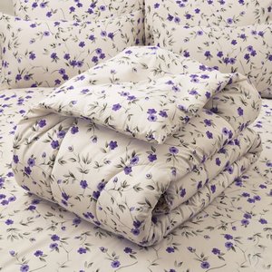 Purple Floral <b>Comforter</b> <b>Set</b> Purple White 100% Cotton T-150 All-Season Breathable Home Use - Product Image 4