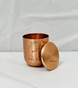 Wholesale Copper <b>Candle</b> Jar & <b>Holder</b> With Lid & Brushed Finish Modern Luxury Empty Metal <b>Candle</b> Jar With Custom Logo & Packaging - Product Image 1