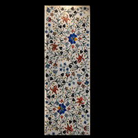 Plaque florale rétroéclairée en marbre incrusté faite à la main, Pietra Dura, pierre semi-précieuse, art décoratif, décoration intérieure