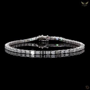 9K White <b>Gold</b> Lab Grown Diamond Luxury Emerald Cut Rhodium Plated Trendy Tennis Eternity <b>Bracelet</b> Women Custom Fine Jewelry - Product Image 1