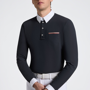 High Quality 4way Stretch Horse Riding Equestrian Shirt Top <b>Base</b> <b>Layer</b> Competition Show Shirt Polo in Soft Feel Technical Fabric - Product Image 5