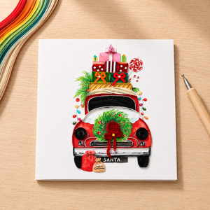 Custom Quilling Card Vintage Christmas Truck Design Theme Wholesale Print Santa Holiday Gift Greeting Card OEM/ODM Manufacture - Product Image 4