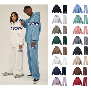 Ensemble décontracté unisexe assorti : sweat à capuche de maternité écologique uni et pantalon coupe classique - Product Image 1
