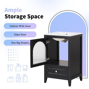 20\" <b>Bathroom</b> <b>Vanity</b> with Soft-Closing Glass Door and Drawer Elegant <b>Vanity</b> Cabinet for <b>Bathrooms</b> - Product Image 3