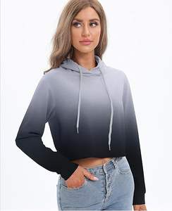 เสื้อฮู้ดครอปผู้หญิงแบรนด์ส่วนตัว สไตล์ทันสมัย แขนยาว เสื้อฮู้ดครอปผู้หญิงแบบสั่งทำพิเศษ ตัดเย็บแบบเลเยอร์ - Product Image 3