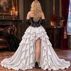 Corset gothique en dentelle de soie blanche avec jupe évasée, robe sexy de reine des vampires respirante, tenue de club - Product Image 4