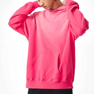 Sweat à capuche zippé délavé style urbain, dégradé rose personnalisé, épaules tombantes, coupe oversize pour homme, 100% coton molletonné - Product Image 6