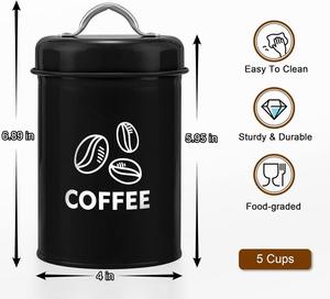 ภาชนะเก็บกาแฟ ชา น้ำตาล สีดำ พร้อมฝาปิดสุญญากาศ ปลอดภัยสำหรับเครื่องล้างจาน ดีไซน์ทันสมัยสำหรับใช้ในครัว - Product Image 5