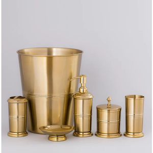 ชุดอุปกรณ์ในห้องน้ำ – โต๊ะเครื่องแป้งห้องน้ำสีขาวทันสมัยพร้อมที่จ่ายสบู่เหลว, ที่วางแปรงสีฟัน, ที่เก็บของ และที่วางแปรงขัดห้องน้ำ - Product Image 2
