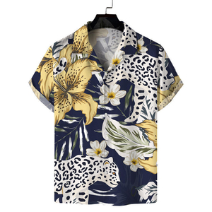 Camisas Hawaianas de Verano para Hombre, Corte Casual, Sin Plancha, Manga Corta, Cuello en V, Logotipo Personalizado, Ecológicas, de Lona, con Botones, OEM - Product Image 3