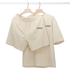 Ensemble 2 pièces de t-shirts respirants 100 % coton pour l'été 2026, couleur unie, impression numérique, OEM, pour la gym, le fitness, grande taille, jogging, sport - Product Image 1