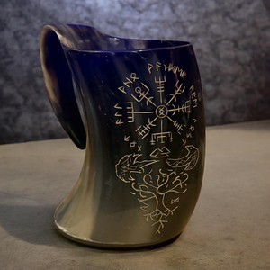 Premium Nordic Viking Buffalo Horn Drinking Cup Handmade Medieval Mead <b>Beer</b> Mug with Leather Wrapped - Product Image 1