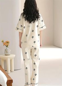 Women’s Soft Cotton Printed Pajama Set Round Neck Half Sleeve Top & <b>Pyjama</b> Pants Lounge Wear - Product Image 3