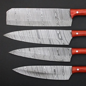 A&M ENTERPRISES 4 Piece Damascus Pattern Kitchen <b>Knife</b> <b>Set</b> Red Wooden Handles Eco-Friendly Handmade Professional Survival <b>Knives</b> - Product Image 4