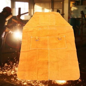 Customizable Heat Resistant Split Leather Welding <b>Work</b> <b>Apron</b> Cowhide Leather Welders Safety <b>Aprons</b> With Sides Pockets - Product Image 5
