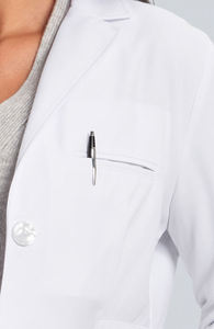 Women White Woven Lab <b>Coat</b> Cotton Hospital Uniform 3 Pocket Snap Closure Medical <b>Doctor</b> <b>Coat</b> - Product Image 4