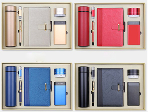 Luxury Red Color 6 in 1 Power Bank Speaker <b>Journal</b> Notebook and Pen Gift Stationery Gift Set - Product Image 2