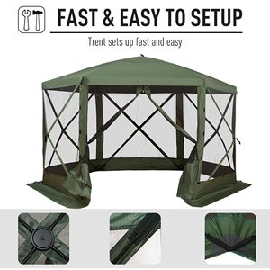 Gazebo Pop-up Verde 3,6x3,6m per Feste, Esagonale a 6 Lati con Pareti in Rete e Interno Ombreggiato - Product Image 5