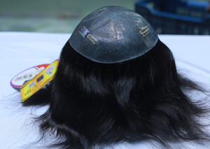 Good Feedback Invisible Hairline <b>Thin</b> Skin PU Base Toupee Indian Virgin Hair Straight/Body Wave 100% Density Right Design <b>Unit</b> - Product Image 4