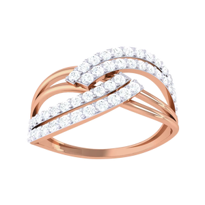 Elegante Anillo de Promesa de Doble Hilera en Oro Rosa con Ondas Entrelazadas en Forma de S para Aniversario - Product Image 2