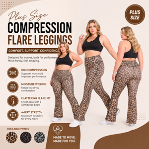 Leggings Estampados Personalizados OEM de Tallas Grandes para Mujer, Pantalones de Yoga con Corte Acampanado, Cintura Alta, Pantalones de Compresión para Gimnasio y Entrenamiento - Product Image 4