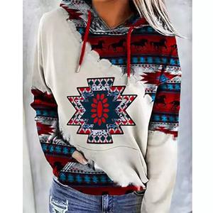 2025 Women's pullover hoodie vintage western cowgirl sweats <b>hoodies</b> casual plus size oversized patchwork <b>sweatshirts</b> - Product Image 5