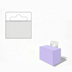 Waterproof <b>Clear</b> <b>Plastic</b> Hang Tabs Promotional Grocery Retail Display Euro Hole Adhesive Back 51x50mm - Product Image 1
