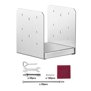 Base per Palo Regolabile in Acciaio Inossidabile 6x6 Pollici per Padiglione, 10 Pezzi Staffa di Ancoraggio per Palo Interna 5.9x5.5 Pollici per Padiglione - Product Image 1